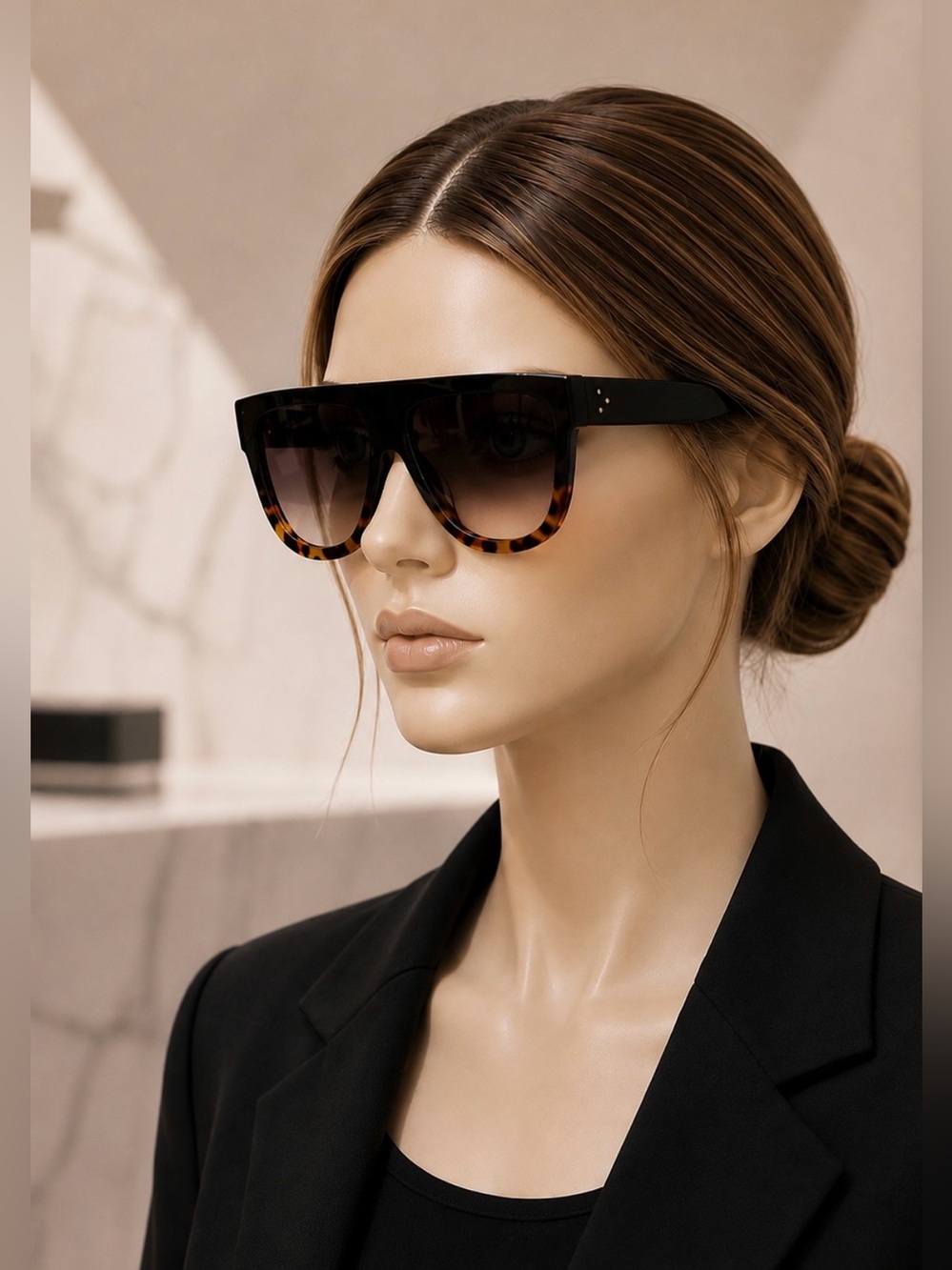 CELINE Flat Top D Frame Celebrity Triomphe Gradient Shades Sunglasses with Case